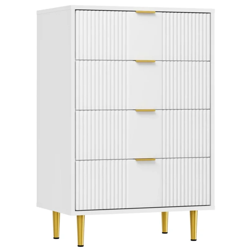 Kommode mit 4 Schubladen – Weiß, 60x40x94 cm