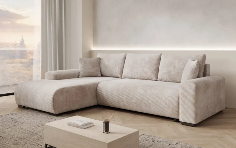 Designer Ecksofa Hanna mit Schlaffunktion und Stauraum