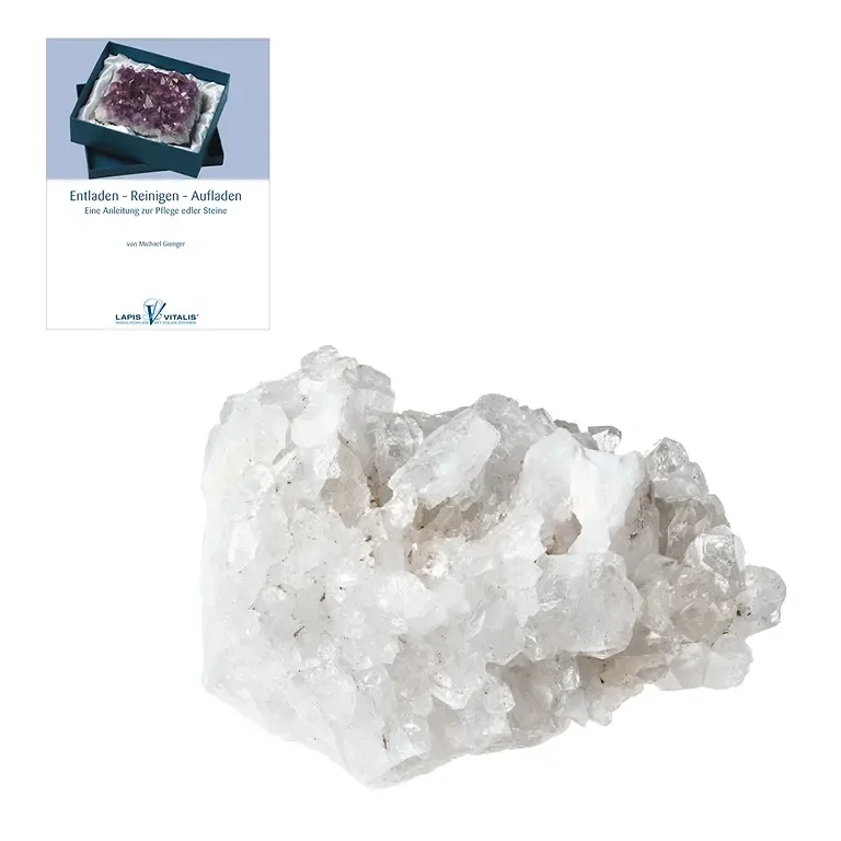 Bergkristall-Ladestufe von Lapis Vitalis – Set inkl. Michael Gienger Begleitheft (ca. 6 x 8 cm)