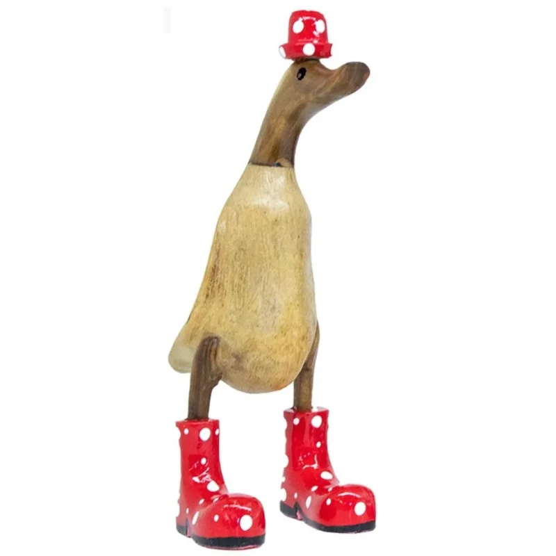 Deko Ente mit Hut und Stiefeln – 25 cm oder 40 cm – handgefertigte Holzfigur mit verspieltem Charme