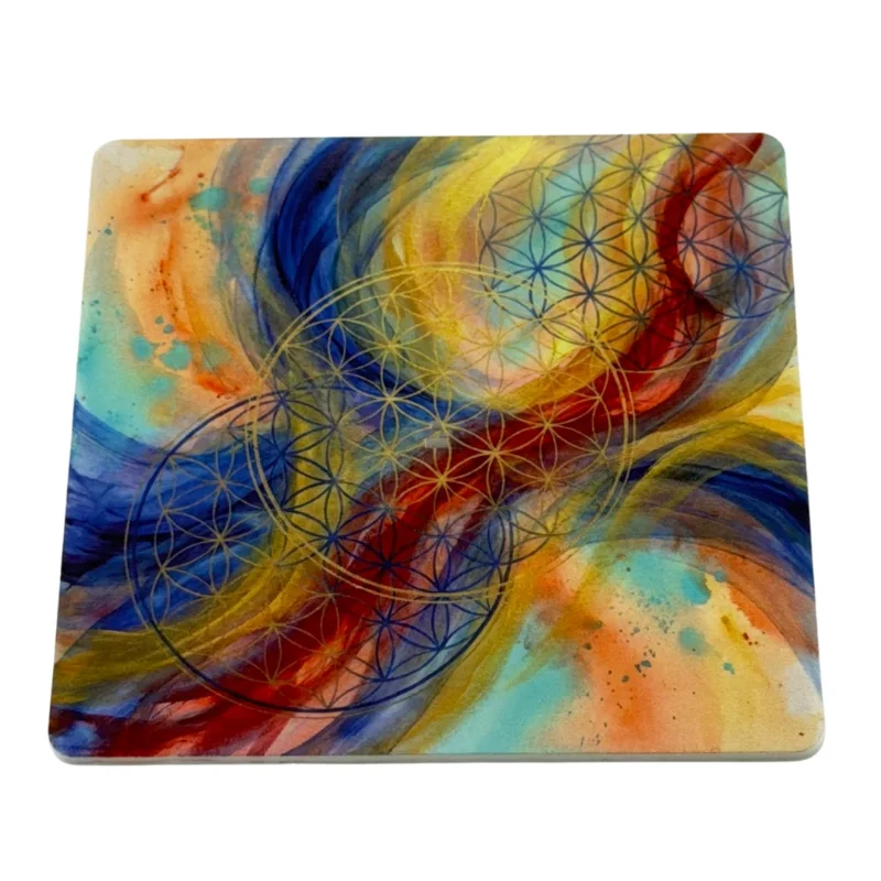 Blume des Lebens – Motiv 9 | Abstrakter Räucherstäbchenhalter aus Acryl - 10 × 10 cm
