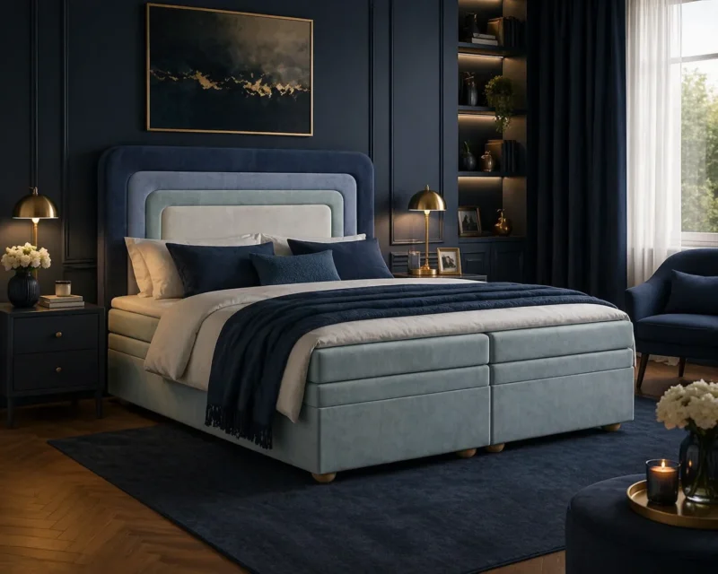 Boxbett – Bett 10 NEST – Riviera – Modernes Polsterbett mit Bettkasten