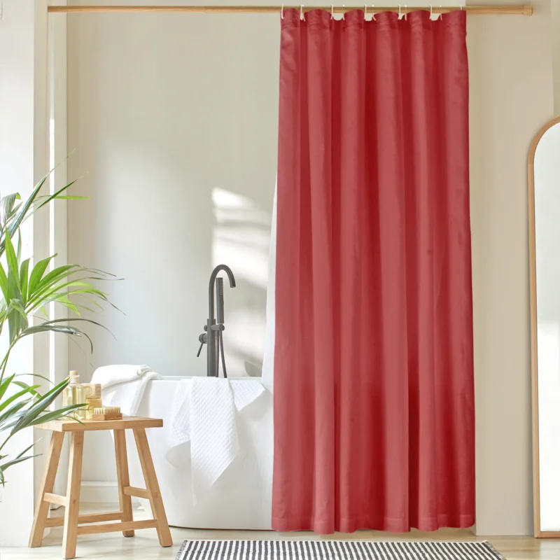 Rideau de douche simple en lin Brique