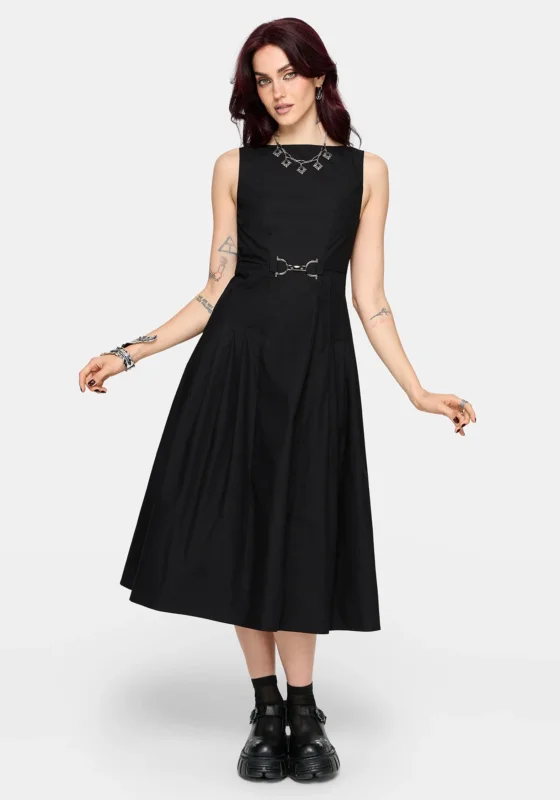 Cissa Schnalle Vorderseite Plissiert Midikleid