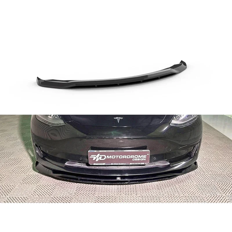 Motordrome, Frontspoiler V.2, passt für Tesla Model 3 2017-2023, ABS Glanzschwarz