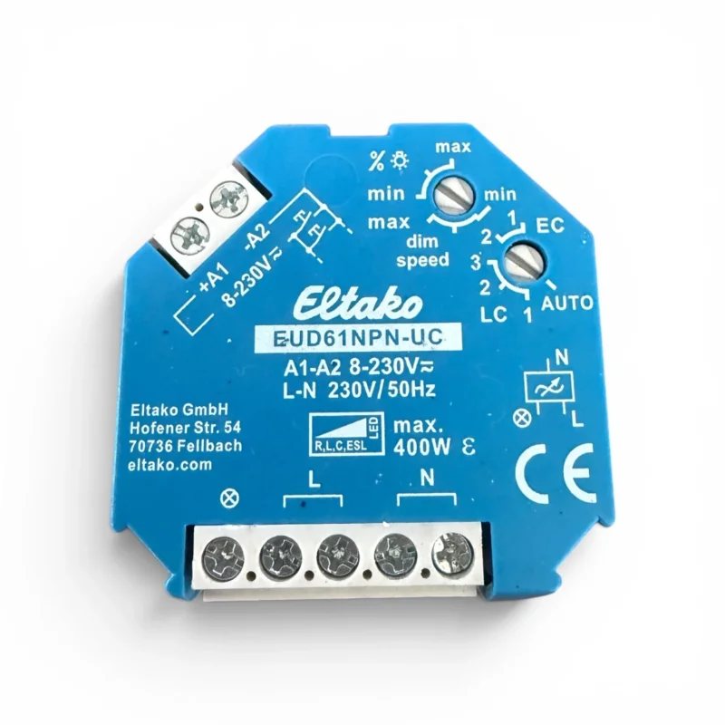 Eltako EUD61NPN-UC Universal LED Tastdimmer für die Unterputzmontage mit automatischer Phasenan- und Phasenabschnittserkennung für dimmbare LED-, Halogen- und Glühlampen