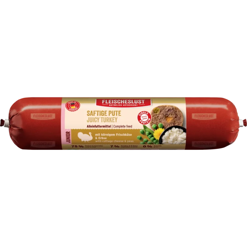 Fleischeslust Dog - Saftiges Pute, körniger Frischkäse & Erbse für Junioren