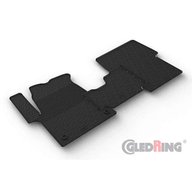 Gledring, Gummimatten für Citroën Spacetourer, Fiat Scudo, Opel Zafira Life, Peugeot Traveller und Toyota Proace Verso, 3-teilig mit Montageclips