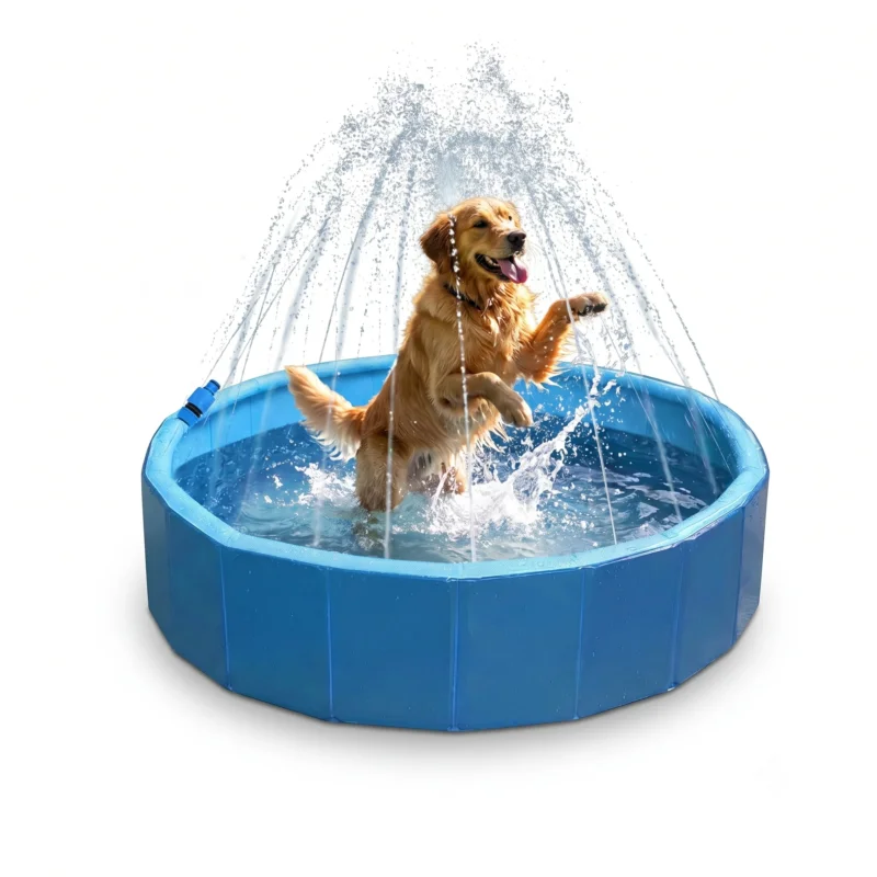 CoolPets Splash Pool für Hunde – Erfrischungspool mit Sprinkler-Rand | 120 x 30 cm