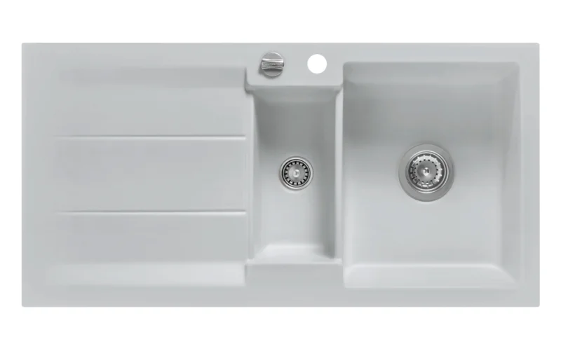 SYSTEMCERAM Einbauspüle Genea 100 F Alu 76 inkl. Excenterbetätigung, für 60 cm Schrankbreite, Spüle zum flächenbündigen Einbau, inkl. 4 x Eckradien R 10 Auflage reversibel 55920276