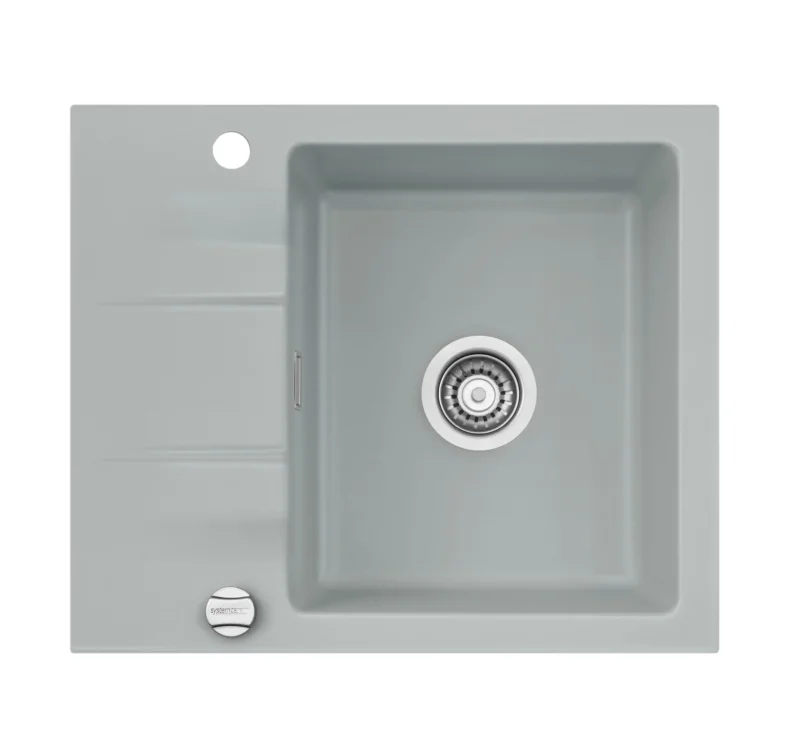 SYSTEMCERAM Einbauspüle Genea 60 F Titan 78 inkl. Excenterbetätigung, für 50 cm Schrankbreite, Spüle zum flächenbündigen Einbau, inkl. 4 x Eckradien R 10 Auflage reversibel 55970278