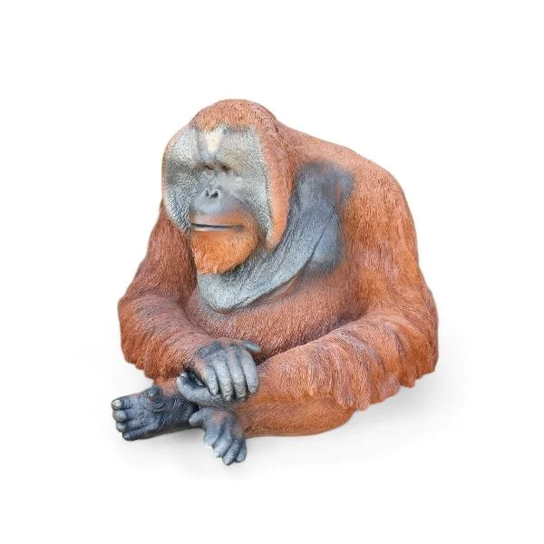 Dekofigur Orang Utan groß – beeindruckende Tierfigur aus Kunststein in Naturfarben