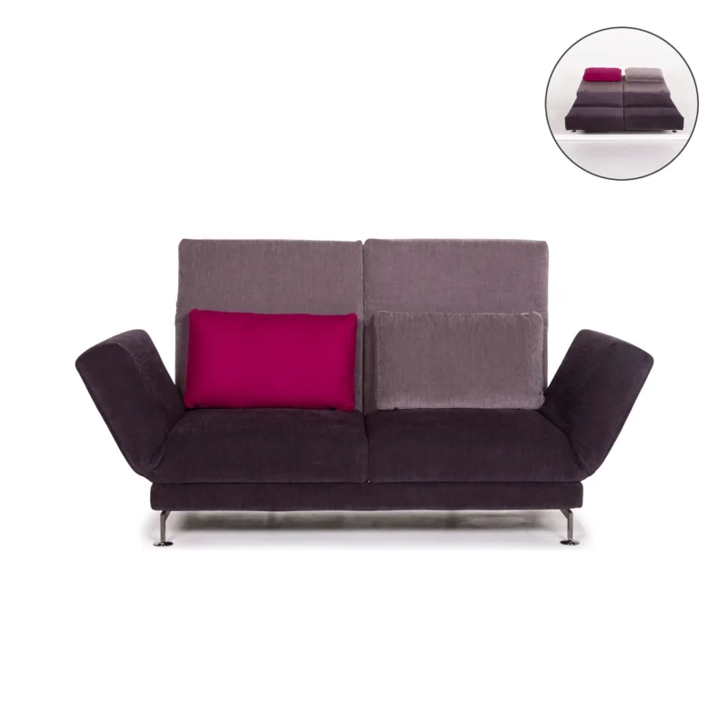 Brühl & Sippold Moule Stoff Sofa Lila Mehrfarbig Schlaffunktion Schlafsofa Couch #12197