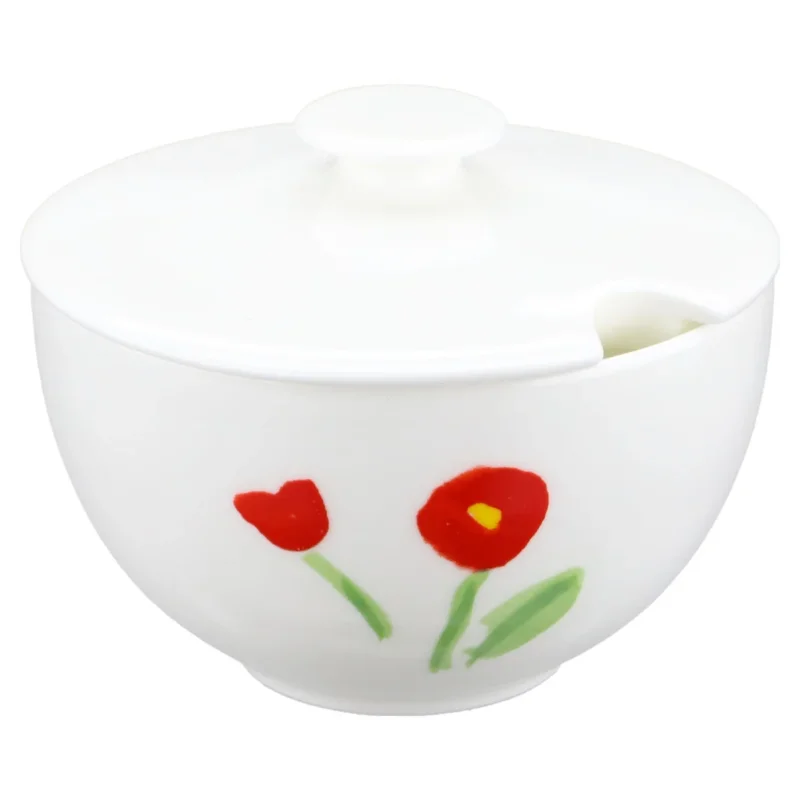 Konfitürendose Zuckerdose Mohn rot