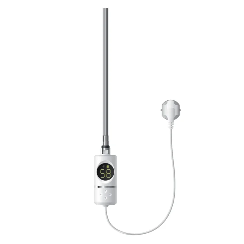 Ein Heizgerät mit digitalem Display und Kabel.