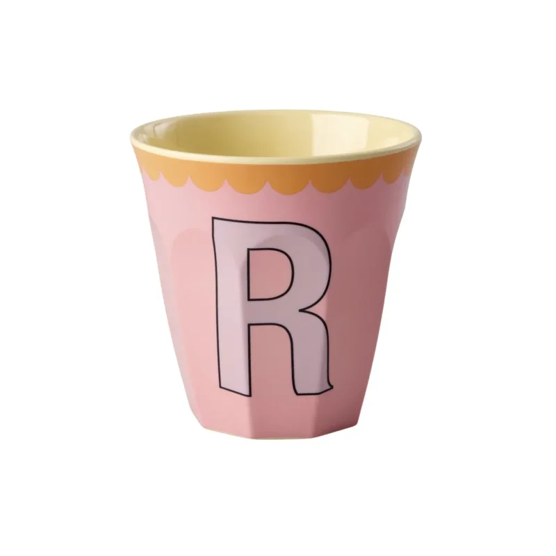 Melamin Becher "Vintage - Buchstabe R"- M (Pink)