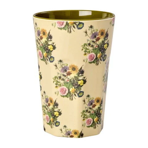Melamin Becher "Retro Bouquet" - L (Creme)