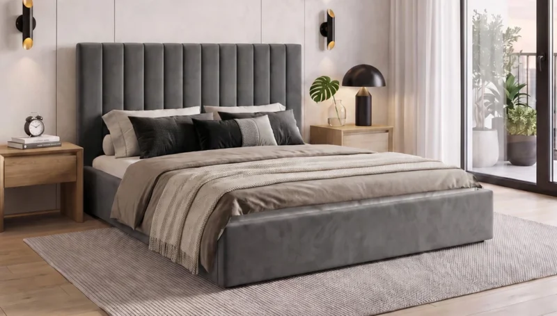 Designer Polsterbett Livia in Samt mit Stauraum