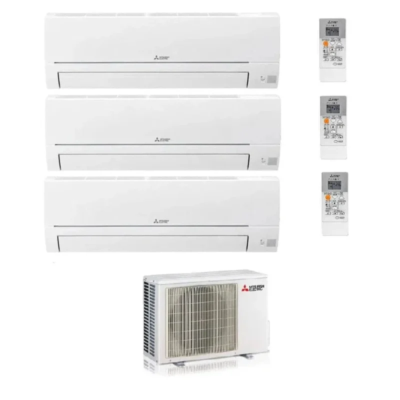 Mitsubishi Electric - Klimaanlage 3 x Wandgerät Set 2,5 kW- MSZ-HR25VF + Außengerät MXZ-3HA50VF -R32