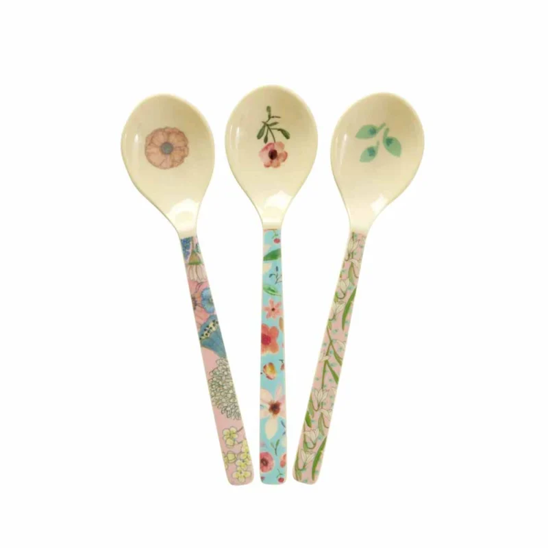 Rice - Melamin Teelöffel Flower Prints 3er-Set