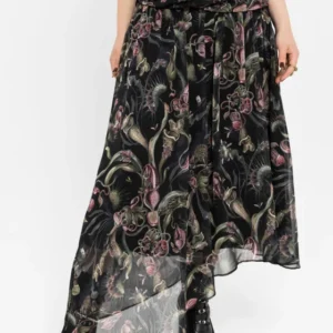 Dionaea Fliegenfalle Print Asymmetrisch Midaxi Rock