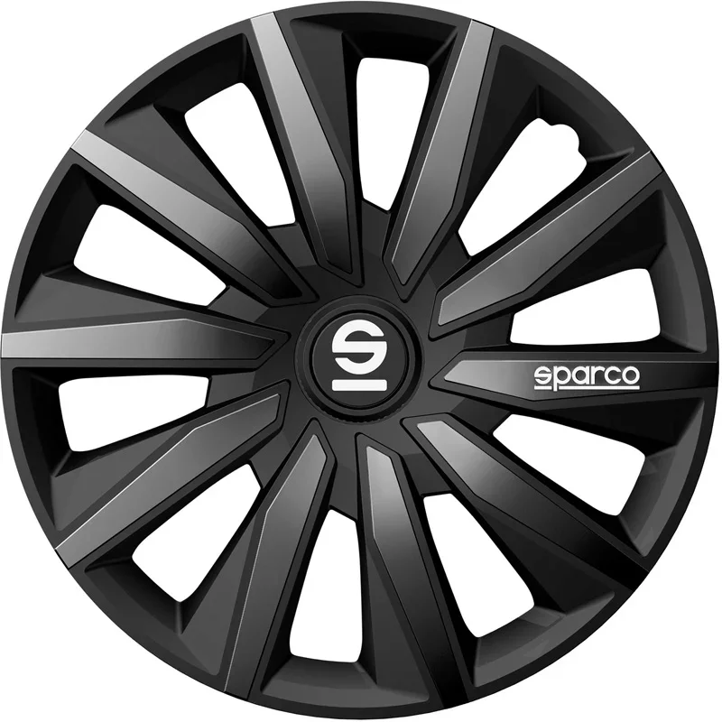 Sparco, Radzierblenden Milano - 15-Zoll - Schwarz/Grau - Satz mit 4 Stück, ABS, Grau, Schwarz