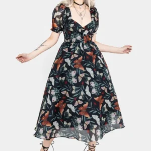 Mariposa Puffärmel Ärmel Organza Midi Kleid