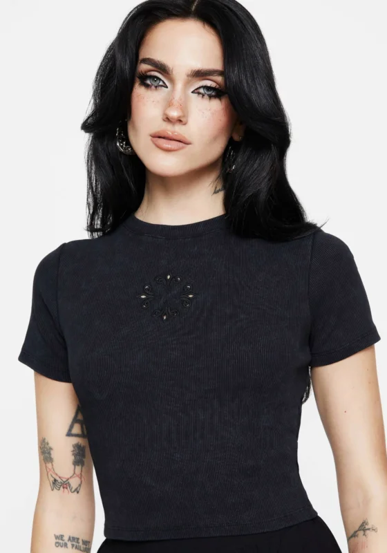 Christina Baumwolle Schnitt Raus Detail Washed T-Shirt