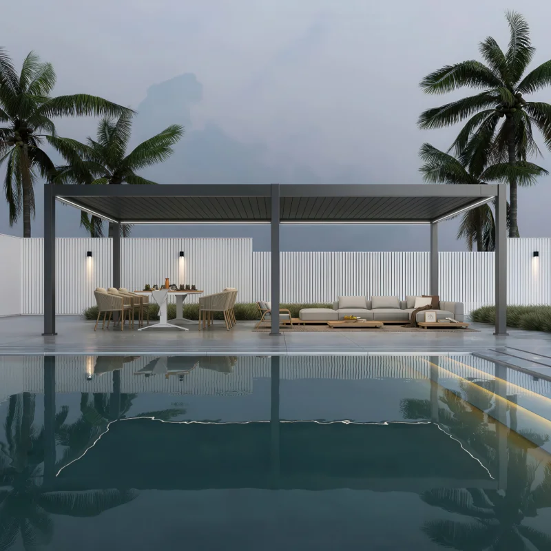 Gutroof Pergola "Deluxe Pro Automatic" 4x8m - elektrisch, LED, Anthrazit von Gutroof bei coso-home