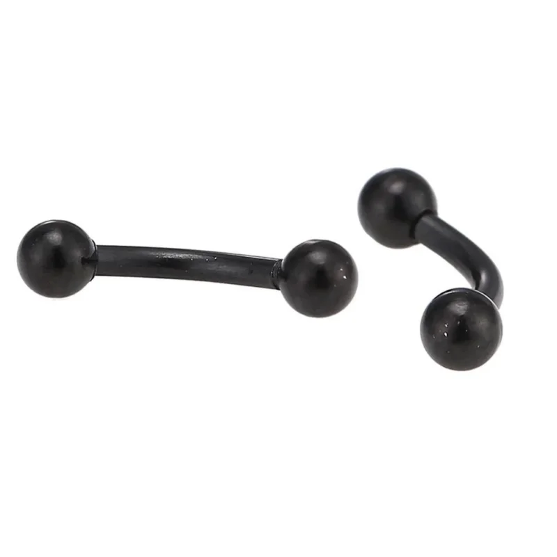 Banane Piercing schwarz Curved Barbell mit Kugeln aus Edelstahl - chic - net.de