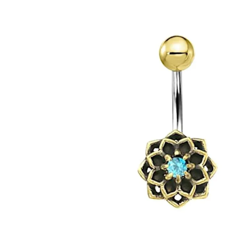 Bauchnabel Piercing Brass Edelstahl Stern Blume Stein - chic - net.de