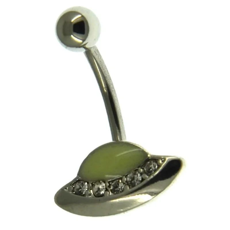 Bauchnabelpiercing aus Edelstahl Alien leuchtet - chic - net.de