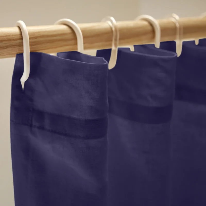 Rideau de douche en lin sur mesure bleu nuit