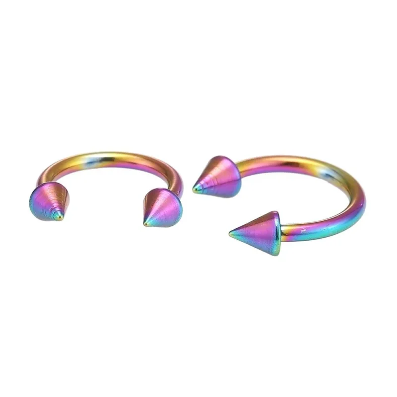 Circular Barbel Piercing mit Cones aus Edelstahl Regenbogen Farben Hufeisen Augenbraue - chic - net.de