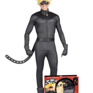 Boîte d'emballage du coffret déguisement Chat Noir Miraculous pour adulte