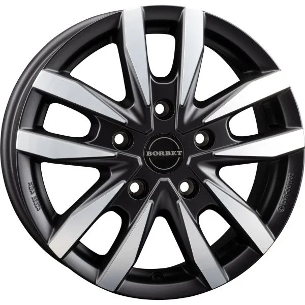 Aluminiumfelge Borbet CW5, black polished matt, 16" für Fiat Ducato mit Light-Chassis ab Bj. 2006/07