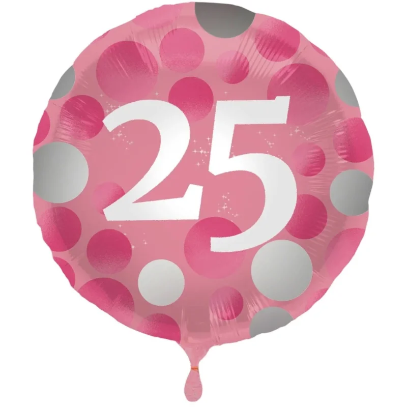 Folieballon Glossy Pink 25 Jaar - 45cm van Folat koop je bij Partywinkel