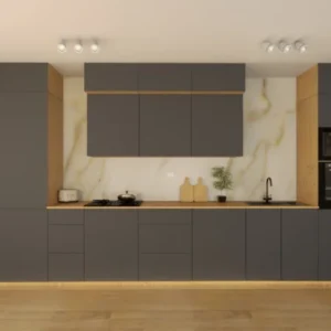 Nexa Küchenmöbel-Set KÜ-LN-003 – Grau – Stilvolle 460 cm Küchenlösung mit maximalem Stauraum und moderner Eleganz