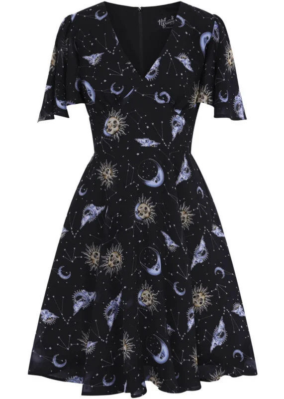 Hell Bunny Solaris Sun & Moon 70's Kleid Schwarz