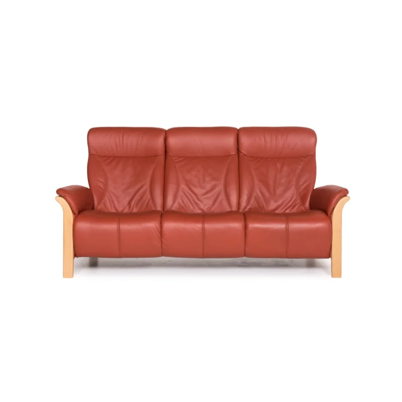 Himolla Windsor Leder Sofa Orange Dreisitzer Couch #12406