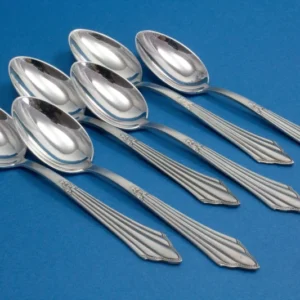 6 versilberte Teelöffel, WMF 900 Fächer
