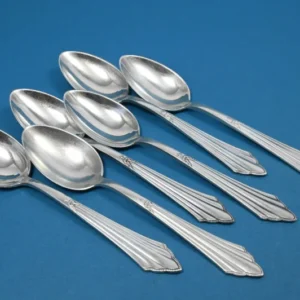 6 versilberte Teelöffel, WMF 900 Fächer