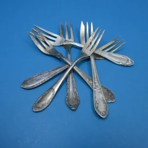 6 versilberte Kuchengabeln, Mix and Match, shabby chic