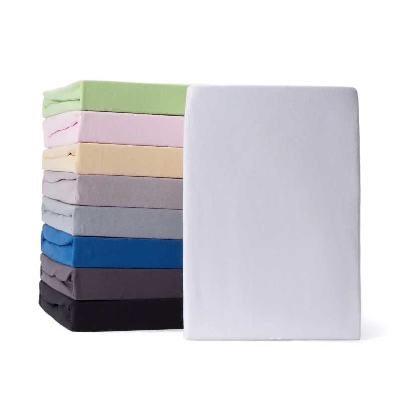 Comfort Jersey Spannbettlaken 160 g/m² 100% Baumwolle 180-200 x 200 cm Weiß, elastisch, weich, mit Rundum-Gummizug, waschbar bis 60 °C.