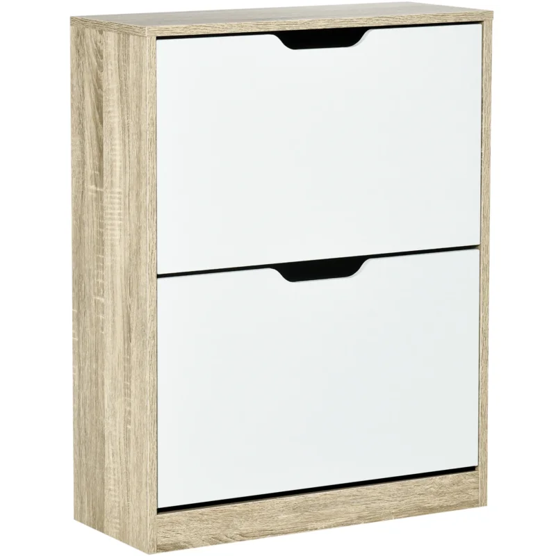 easycomfort easycomfort scarpiera salvaspazio slim a 2 cassetti per 8 paia di scarpe 62 5x26x81 cm legno e bianco