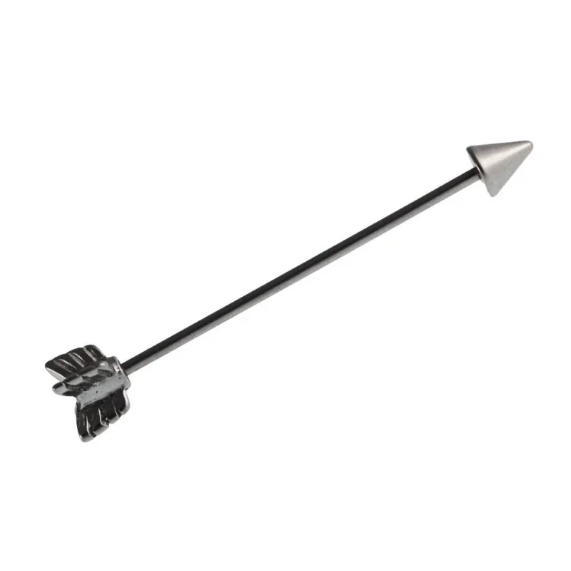 Industrial Barbell Piercing silberfarben Pfeil Edelstahl 45 mm lang - chic - net.de