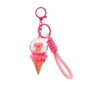 itotal Schlüsselanhänger Ice Cream Axolotl, rosa Figur, Flüssigkeit, Karabiner, Kordel.