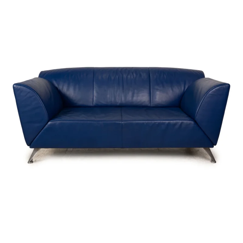 Jori JR-8100 Leder Zweisitzer Sofa Couch Blau manuelle Funktion