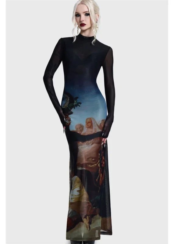 Killstar Witches' Sabbath Maxi Jurk Multi – vooraanzicht zonder harness
