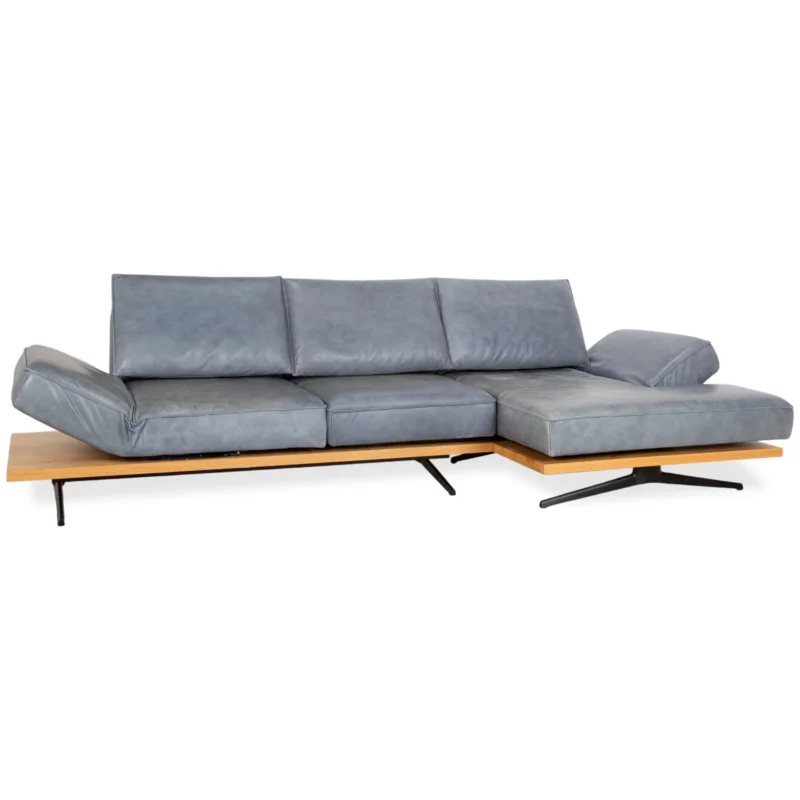 Koinor Phoenix Leder Ecksofa Grau Blau GrĂĽn manuelle Funktion Sofa Couch